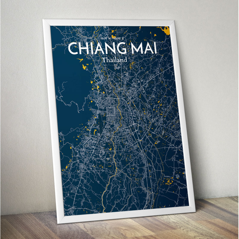 Chiang Mai City Map - No Frame Print, 43.2cm H x 27.9cm W x 0.13cm D