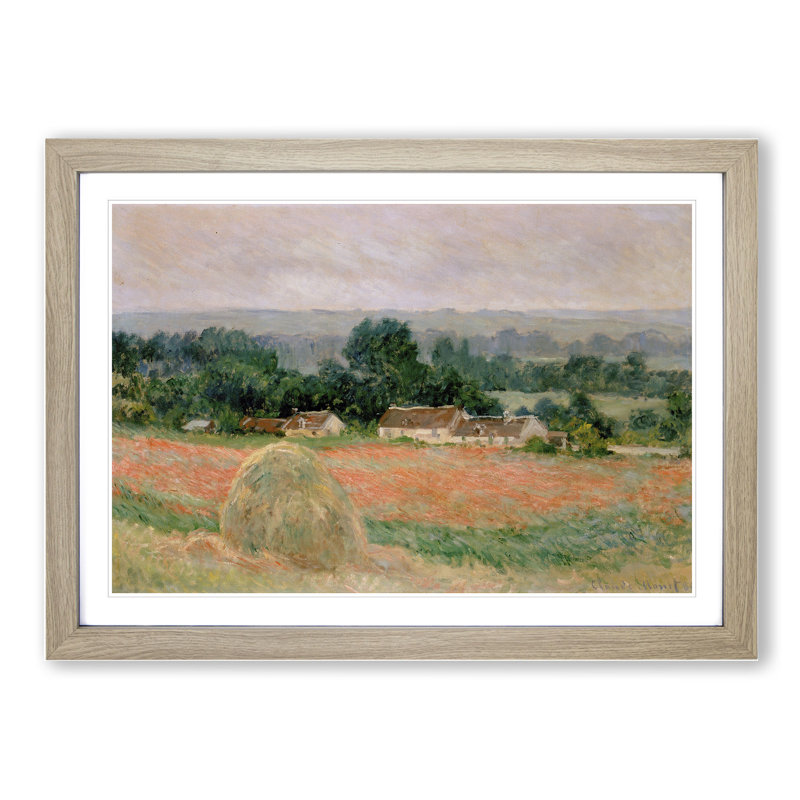 Haystack at Giverny by Claude Monet - Picture Frame Painting, Oak Framed, 36cm H x 48cm W x 2cm D