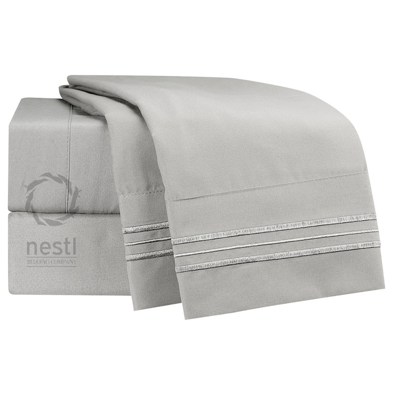 Striped Sheet Set, Light Silver Gray, King