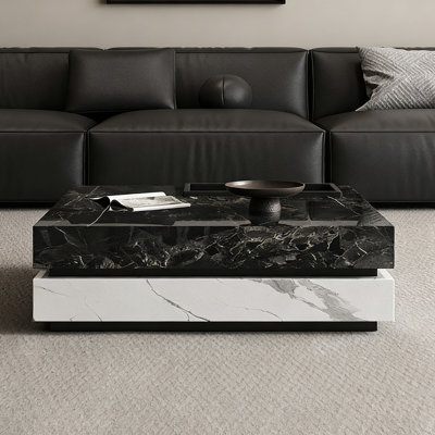 Table basse carrée sur pied avec plateau