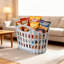 Panier de rangement pliable en plastique polyvalent, organisateur de buanderie et de collations, conception peu encombrante