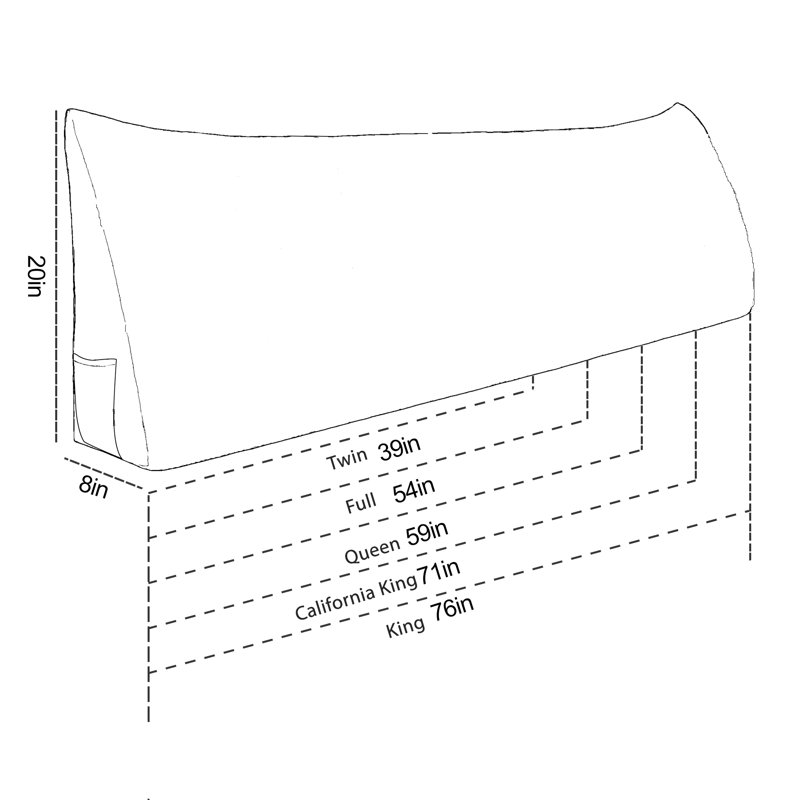 Linen-look Textured Triangular Headboard Back Support Wedge Reading Pillow for Bed Rest, 20" x 59"