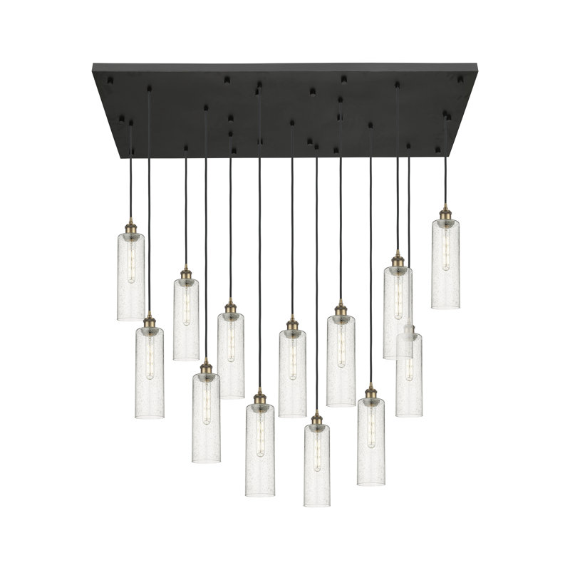 Caius - Luminaire suspendu à cordon 54 lumières 13 po, Laiton brossé, Grainé