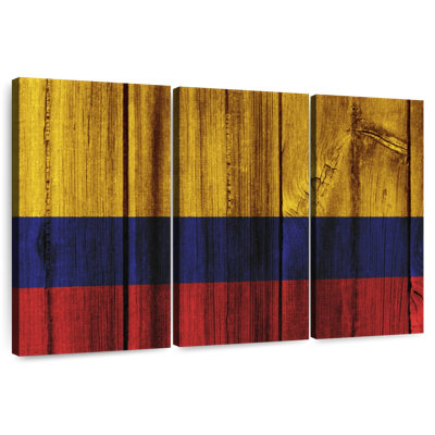 Wooden Colombia Flag
