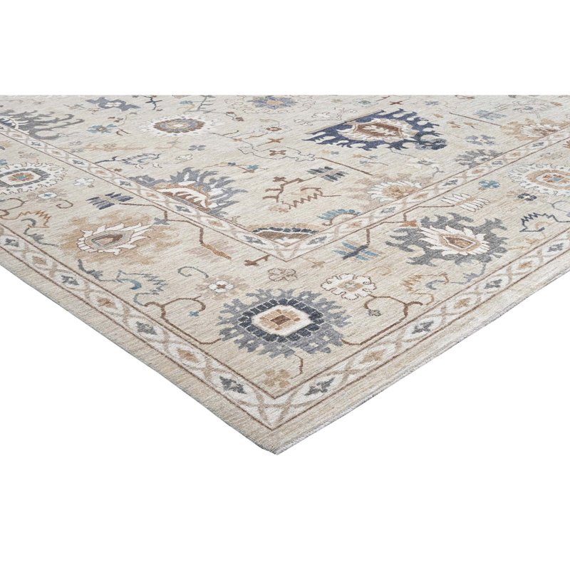 Tapis unique argenté / gris / beige de 9 pi 10 po x 13 pi 10 po One-of-a-Kind