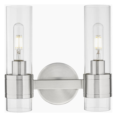 Downtown Urban - Wolter - Éclairage pour meuble-lavabo 2 lumières 14 po - Abat-jour transparent