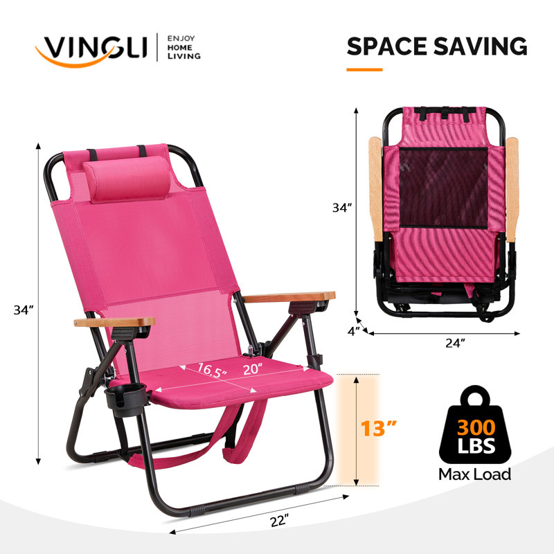 Patio Aluminum Beach Chair(Set Of 1), Pink