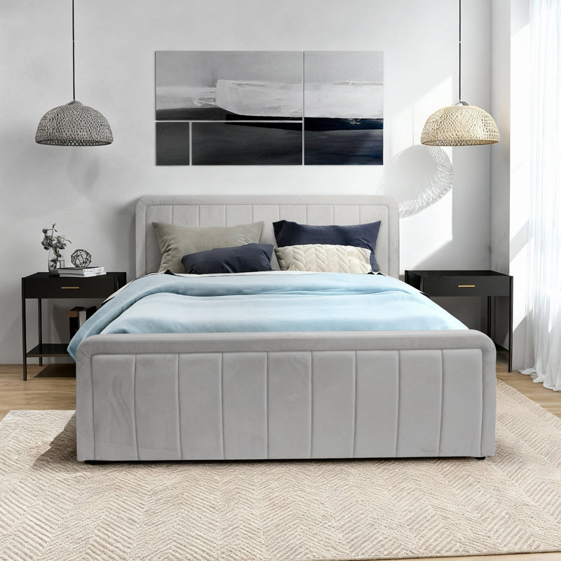 Altgeld Upholstered Ottoman Storage Bed, Double (4'6), Light Grey