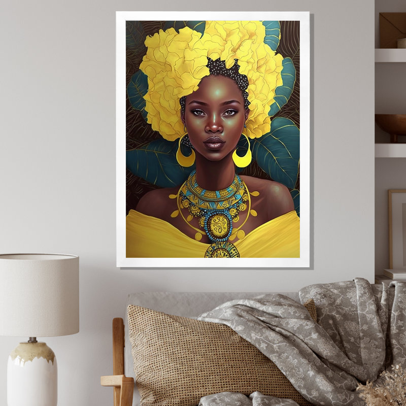 Orisha Oshun, déesse africaine - impression, Cadre photo blanc, H 32 po x l 24 po x P 1 po