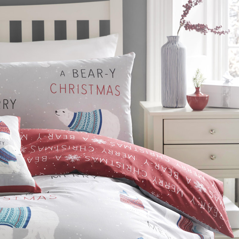 Polar Bear 130 TC Duvet Cover Set, Single - 1 Standard Pillowcase, Grey