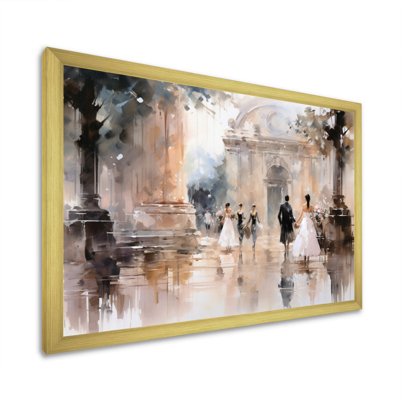 Impression sur toile Fashion Impressionist Elegance II, Cadre doré simple, H 24 po x l 32 po x P 1 po