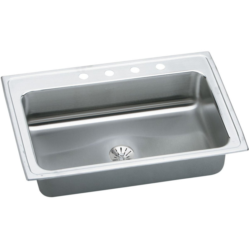 Gourmet 33" L x 22" W Lustertone Kitchen Sink with Perfect Drain, 1 Hole