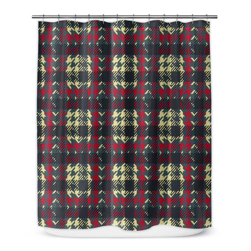 Rideau de douche simple à carreaux Hallenbeck, H 70 po x l 71 po