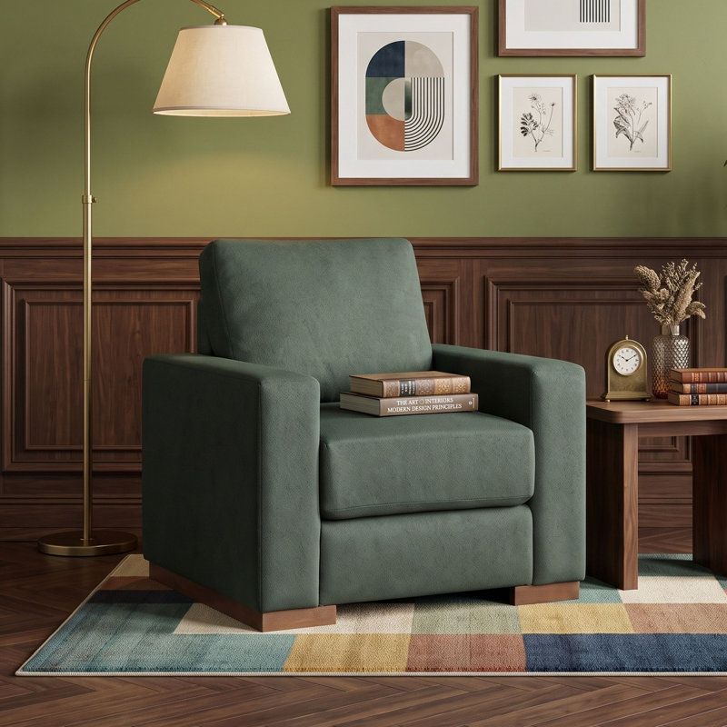 Fauteuil d'appoint carré rembourré, Vert