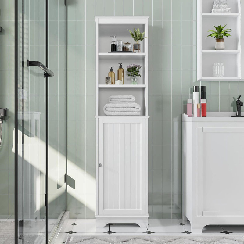 Armoire de salle de bain, armoire de rangement avec 3 tablettes ouvertes