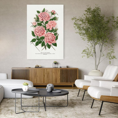 Pink Rose Gem Of The Prairie Lithograph Colorful Retro Romantic Rose Flower Landscape Wall Art