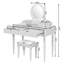Bureau de coiffeuse de luxe avec miroir rond, hauteur réglable, ensemble de coiffeuse, 4 tiroirs et tabouret, argenté