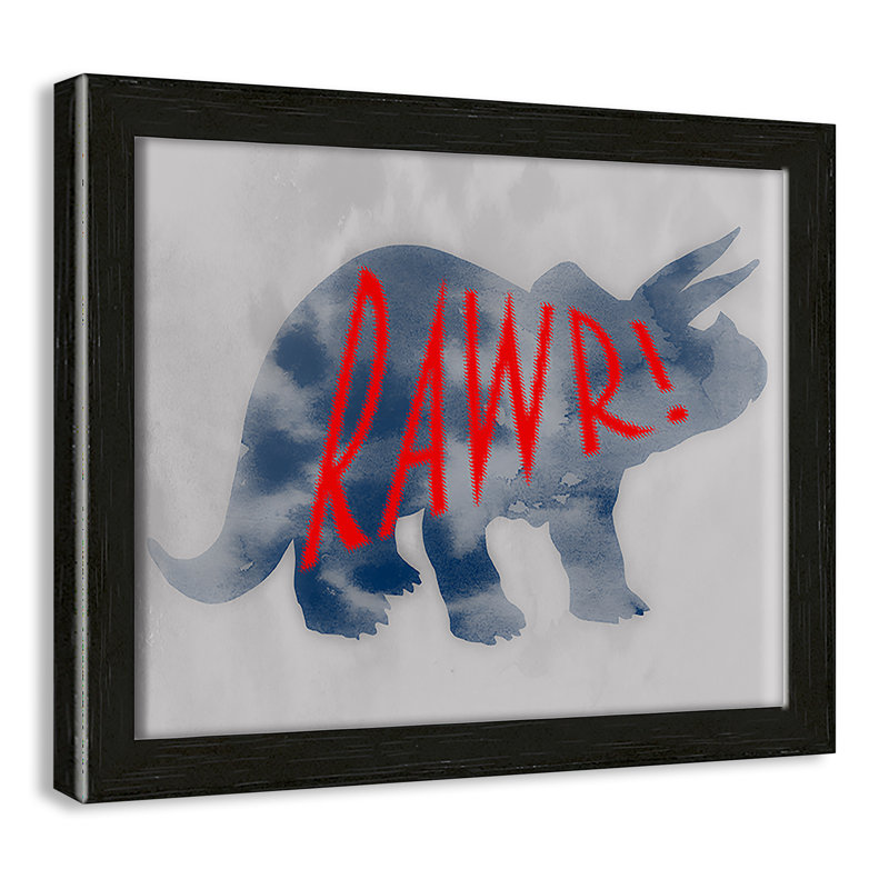 Dino Rawr Art, H 8 po x l 10 po x P 1,18 po, Cadre boîte à grain de bois noir