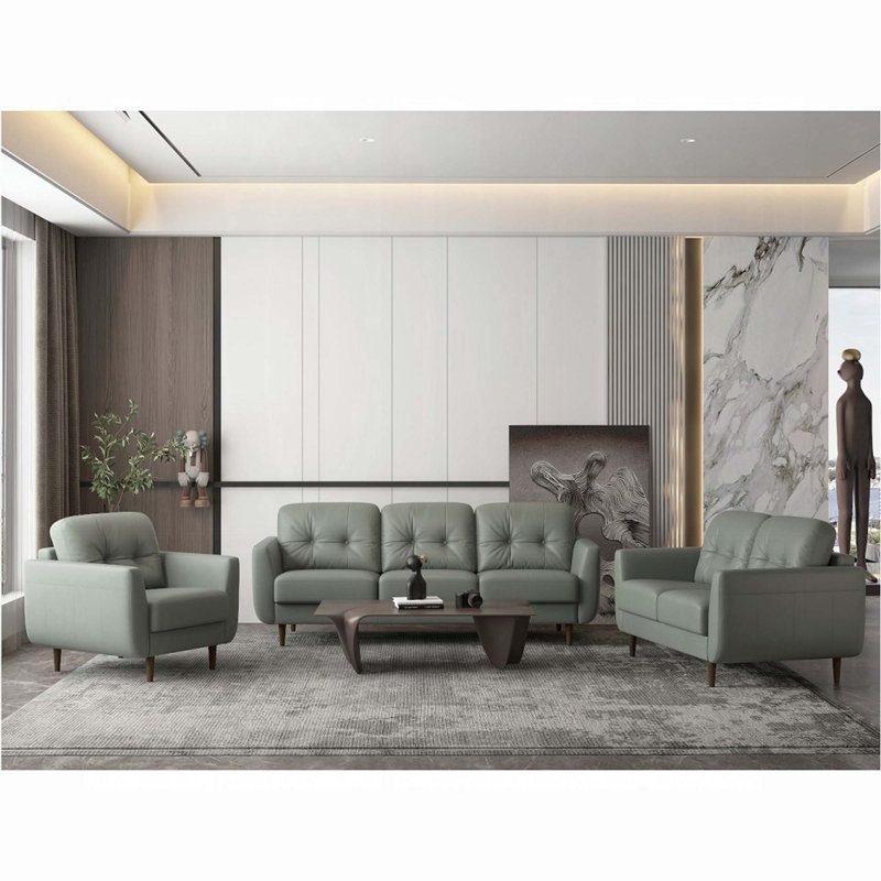 Bove Upholstered Armchair, Pesto Green Genuine Leather