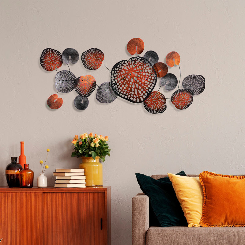 Modern Wall Decor on Metal, Black/Red