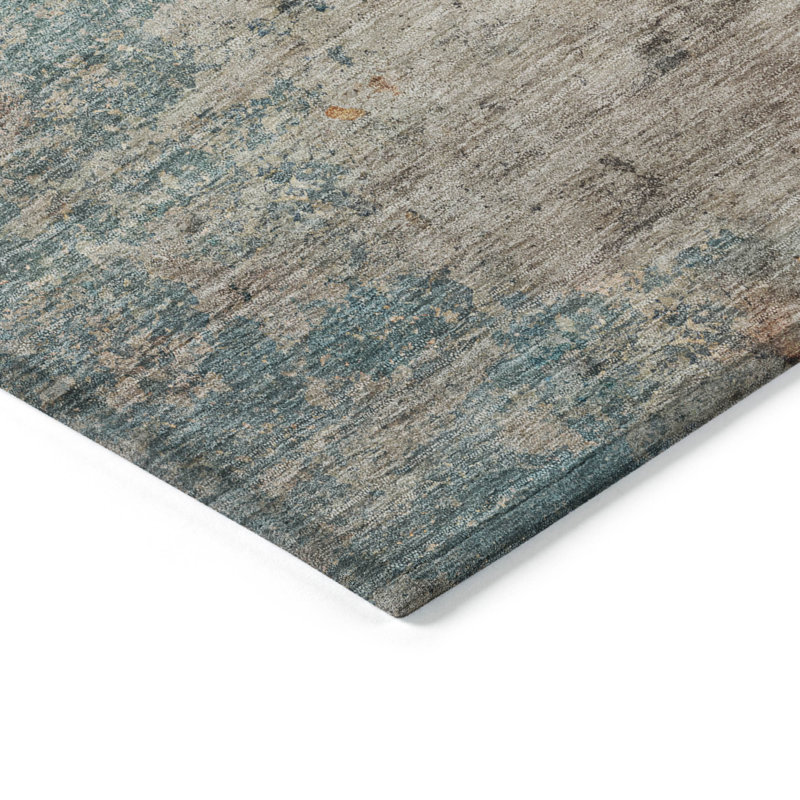 Tapis bleu sarcelle intérieur / extérieur lavable à la machine Christn ACN1298, Tapis de couloir 2 pi 3 po x 7 pi 6 po