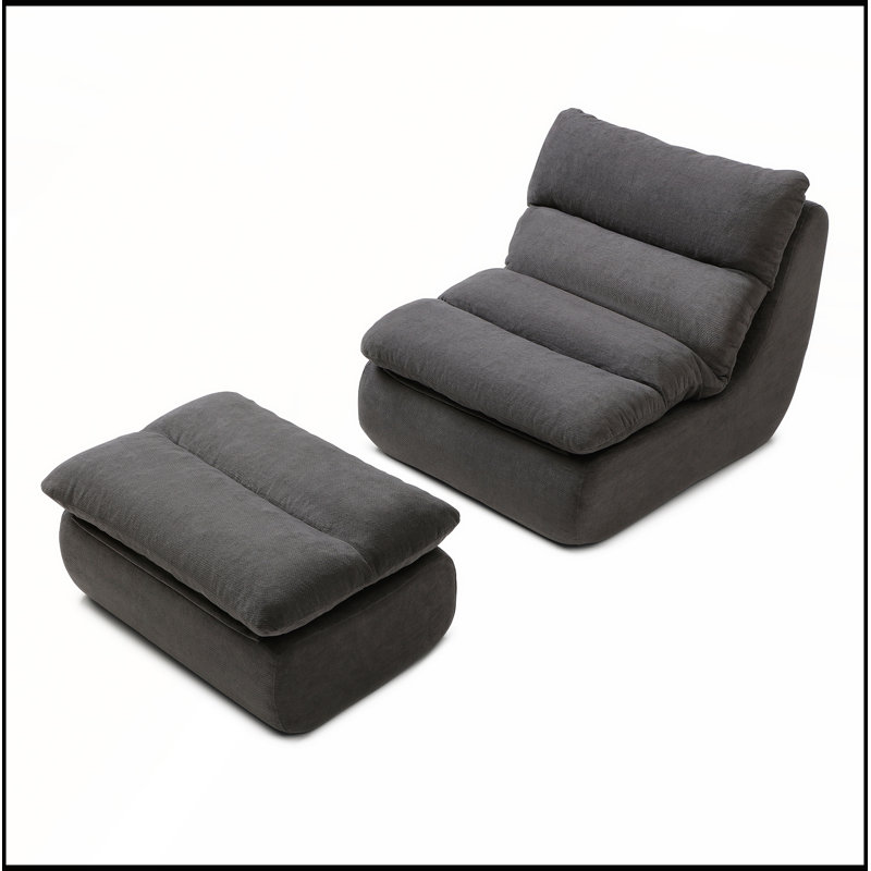 Fauteuil à billes 32 pouces avec repose-pieds pour le salon et la chambre à coucher, Gris