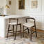 Tabouret d'intérieur en bois d'hévéa, brun foncé