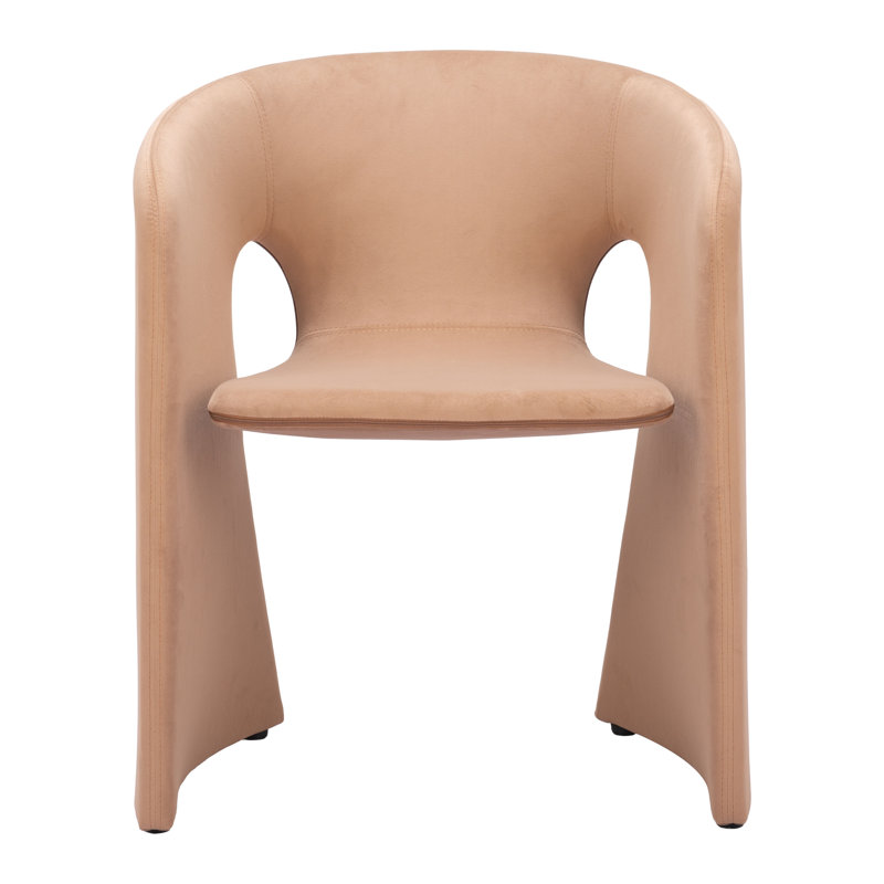 Tan Upholstered Metal Arm Chair