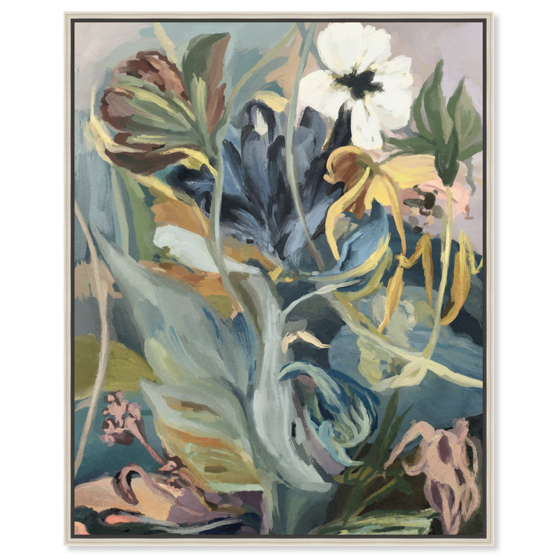 Botanic Overlap Print by Oliver Gal, 46"H x 37"W, Silver Floater Frame