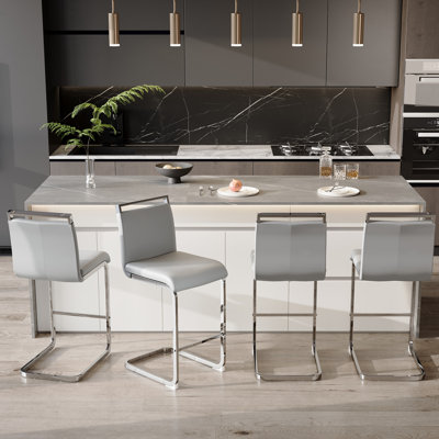 Mikale Upholstered Counter Stool with Metal Frame