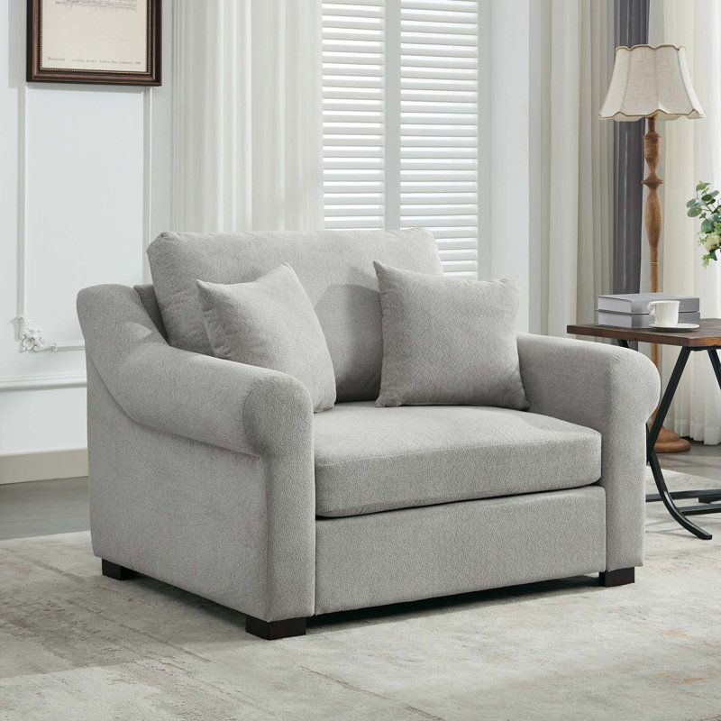 Fauteuil surdimensionné en chenille, Chenille gris pâle, H 40,2 po x l 44,5 po x P 36,2 po