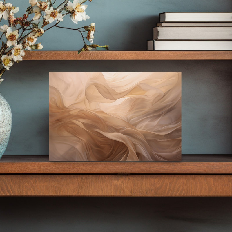Flowing Beige Abstract Delicate Elegant Wall Art Print 1 Piece Wrapped Canvas Wall Art, 30.48cm H x 45.72cm W