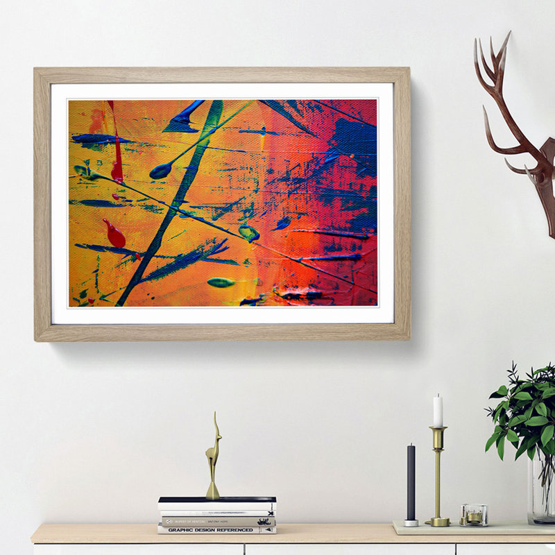 Abstract Art Painting Vol.157 by S.Johnson - Picture Frame Painting Print, 36cm H x 48cm W x 2cm D, Oak Framed