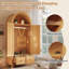 Oak Rattan Arched Wardrobe 2-Door with Hanging Rail & Drawers