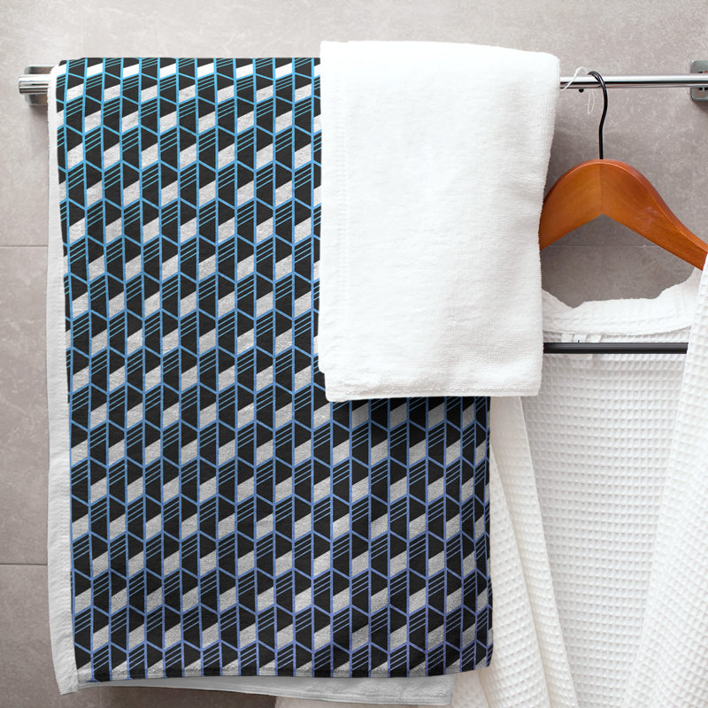 Serviette de bain à rayures géométriques classique, Dégradé paon
