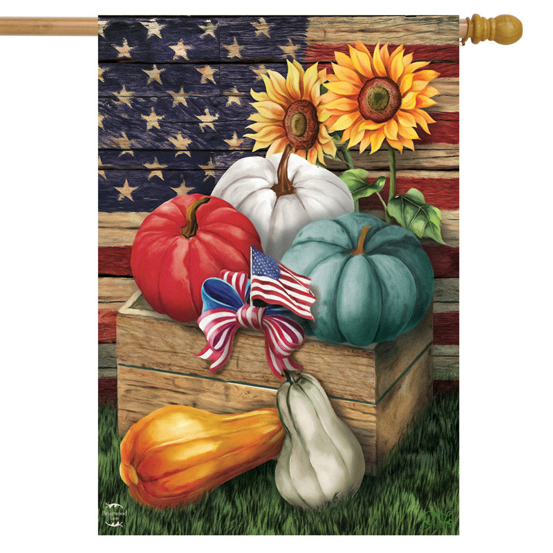Drapeau de maison d'automne patriotique citrouilles