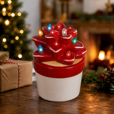 Ceramic Christmas Tree Cactus-Light Up Christmas Tree-Desk Christmas Tree-Miniature Christmas Tree