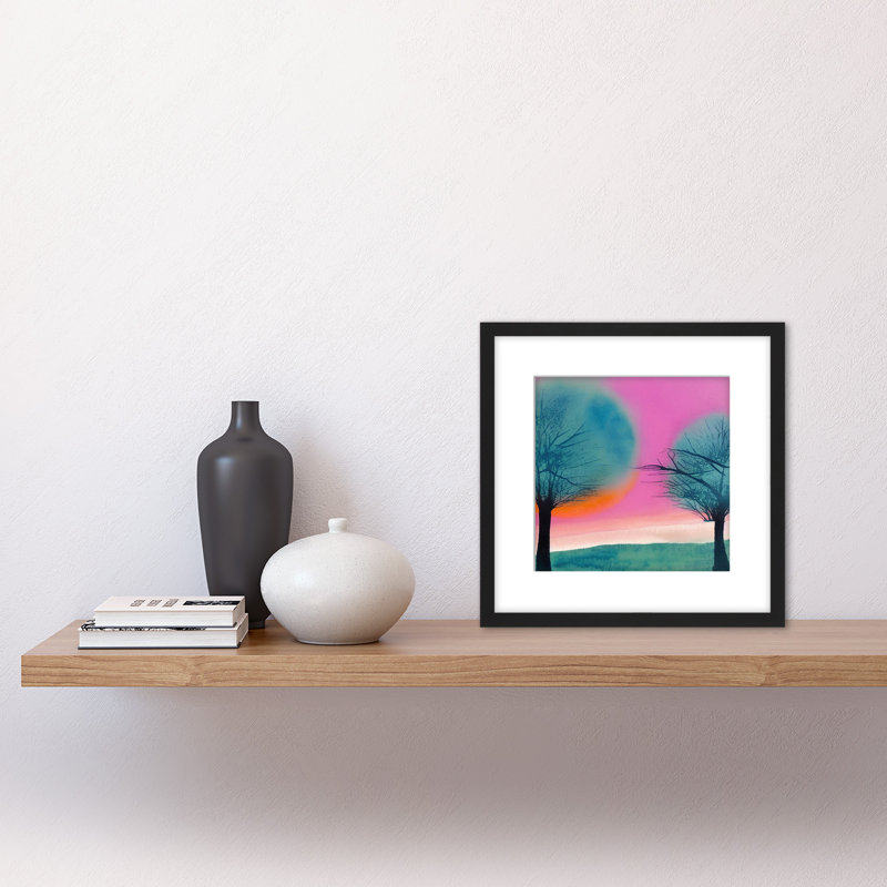 Abstract Sunset Tree Landscape Watercolour - Single Picture Frame Print