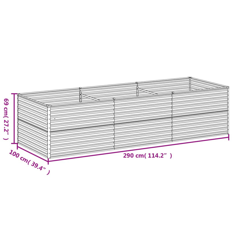 Almarene Metal Raised Garden Bed, 69cm H x 290cm W x 100cm D