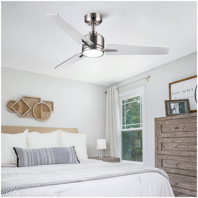 48" Brushed Nickel Lowe Profile Ceiling Fan with Light