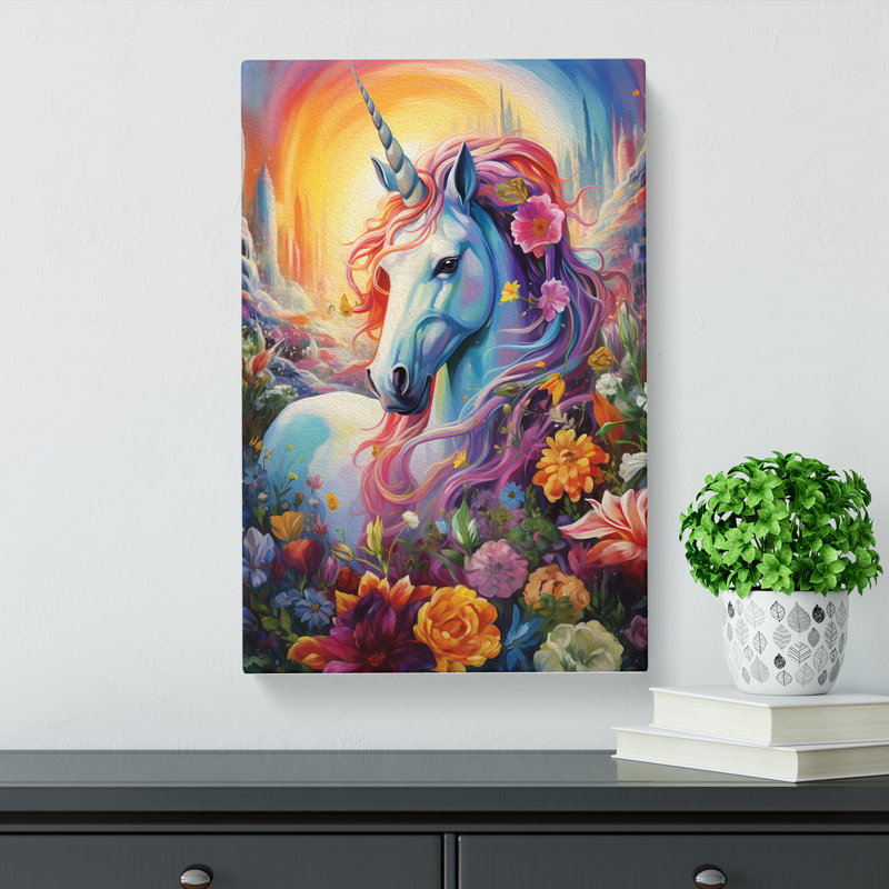 Unicorn Colour Field Art - Wrapped Canvas, 60cm H x 40cm W x 3cm D