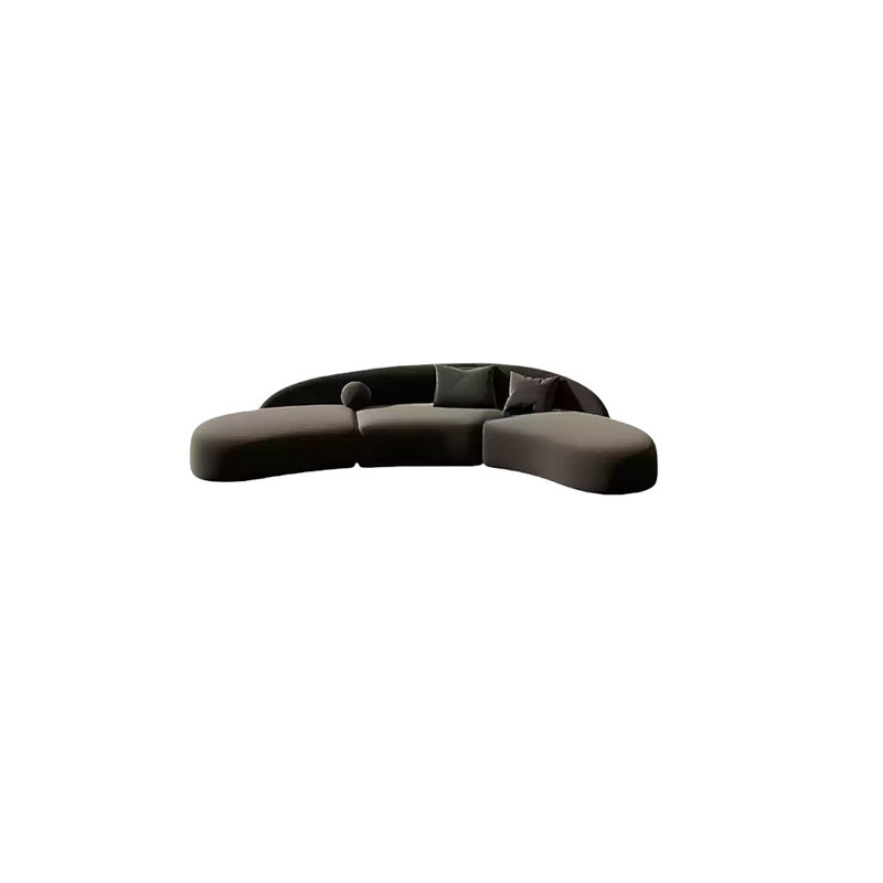 Canapé noir courbé, 5, H 25,59 po x l 118,11 po x P 35,43 po