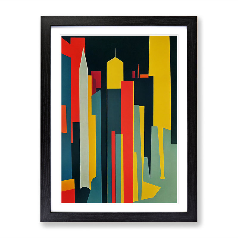Unique Abstract Architecture No.5 Skyscraper - Single Picture Frame Print, Black Framed, 64cm H x 46cm W x 2cm D