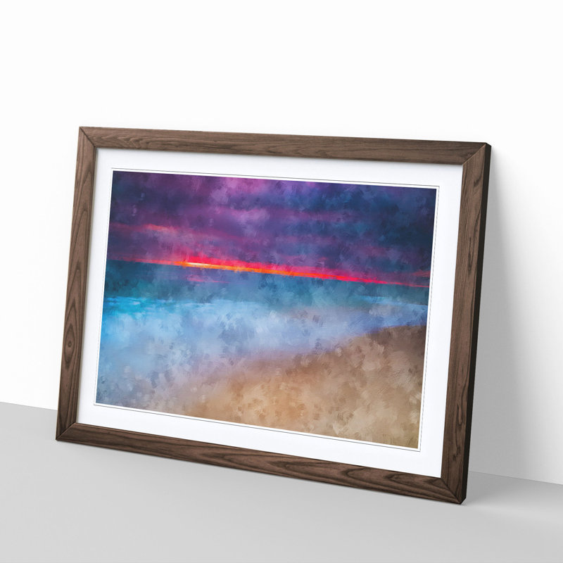 Pink Sunset - Single Picture Frame Print on MDF, 62cm H x 87cm W x 2cm D, Walnut