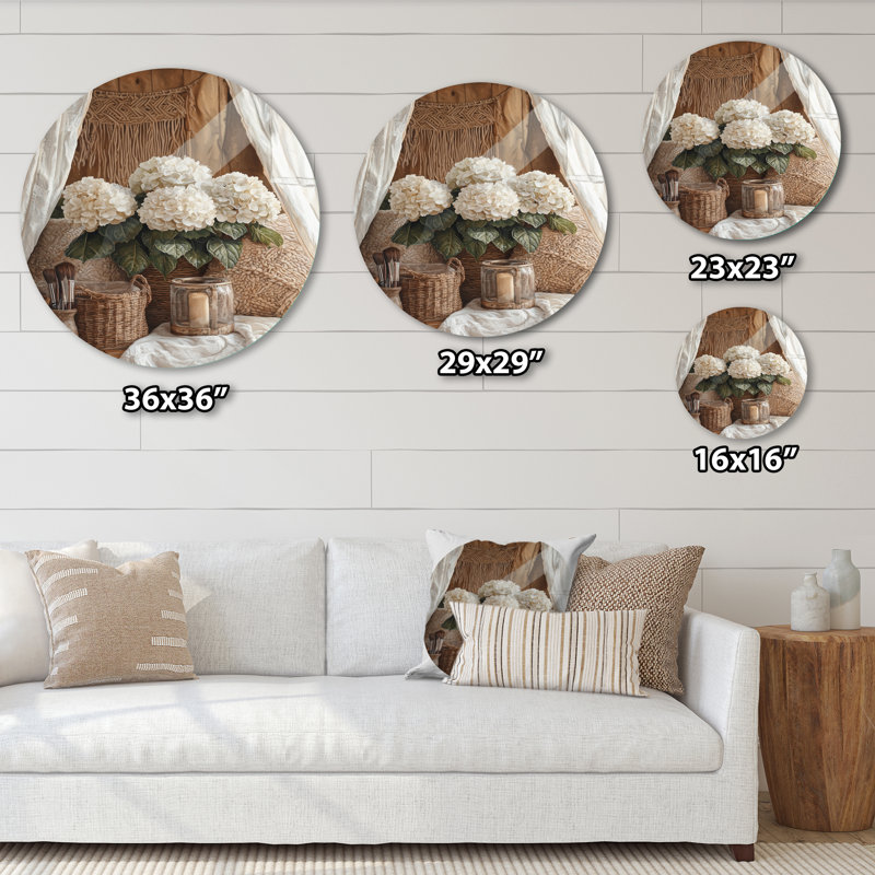 Boho Hydrangeas par The Boho Tent II - impression de décoration murale traditionnelle en métal blanc, H 36 po x l 36 po