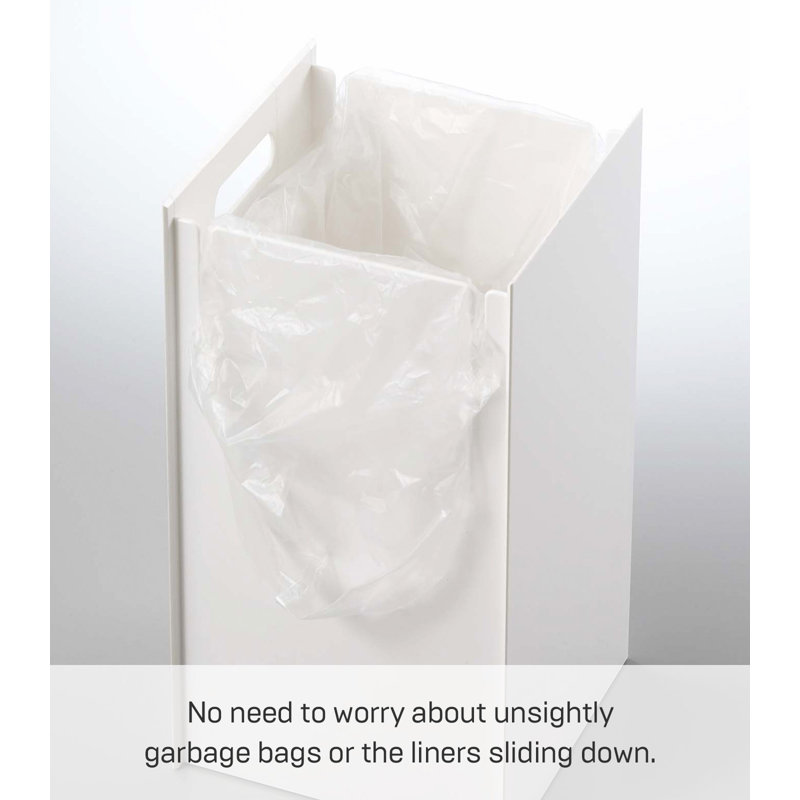 White ABS Plastic Modern Trash Can with Handle, 2.5 Gallons