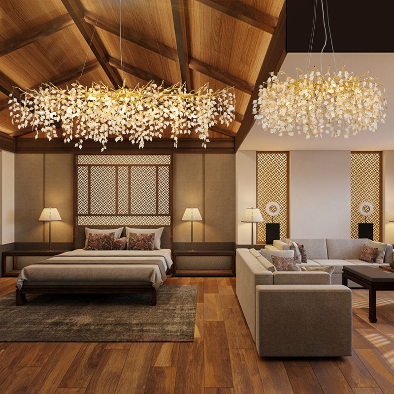 Lustre en forme de feuille d'arbre Art, H 15,7 po x l 15 po x P 48 po