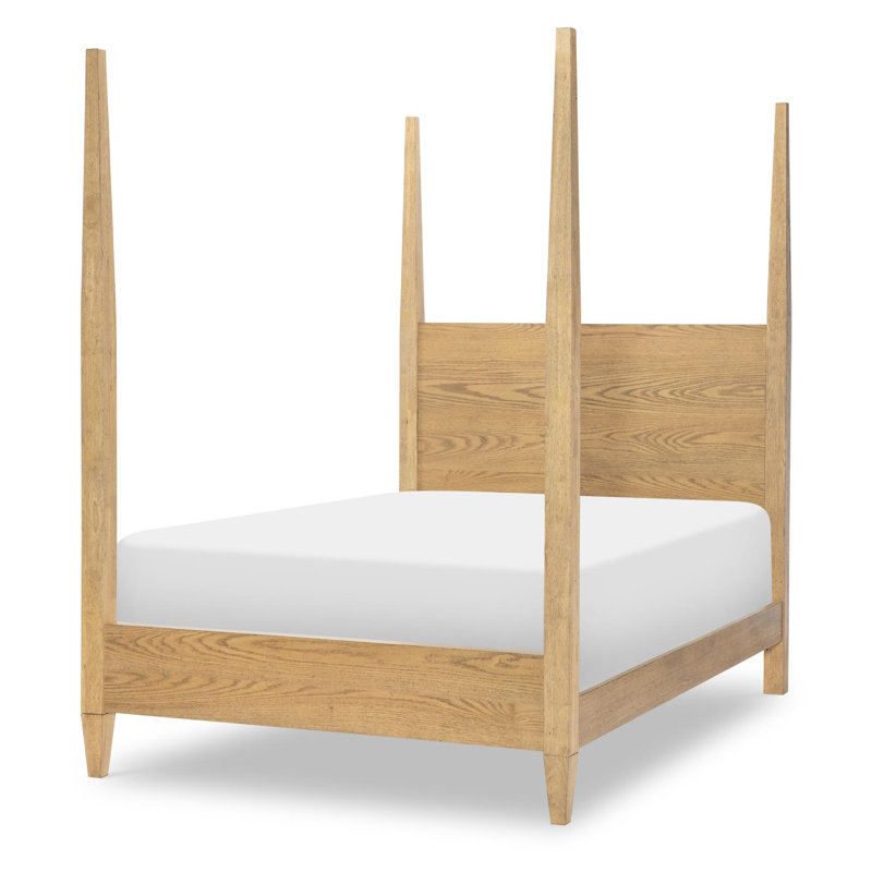 Lit à baldaquin 4/6 Today's Traditions par Trisha Yearwood Home - Finition hickory, placage de chêne, pieds fuselés, quincaillerie bronze huilé - Mobilier de chambre à coucher classique et contemporain pour jeunes