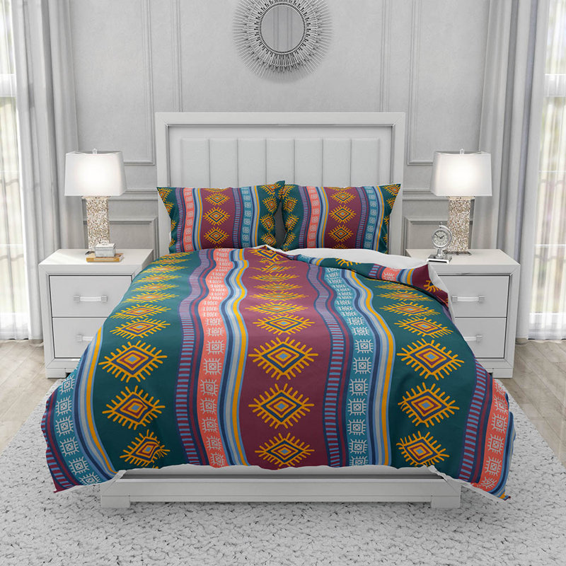 Ensemble de housse de couette et insert 3 pièces en microfibre multicolore