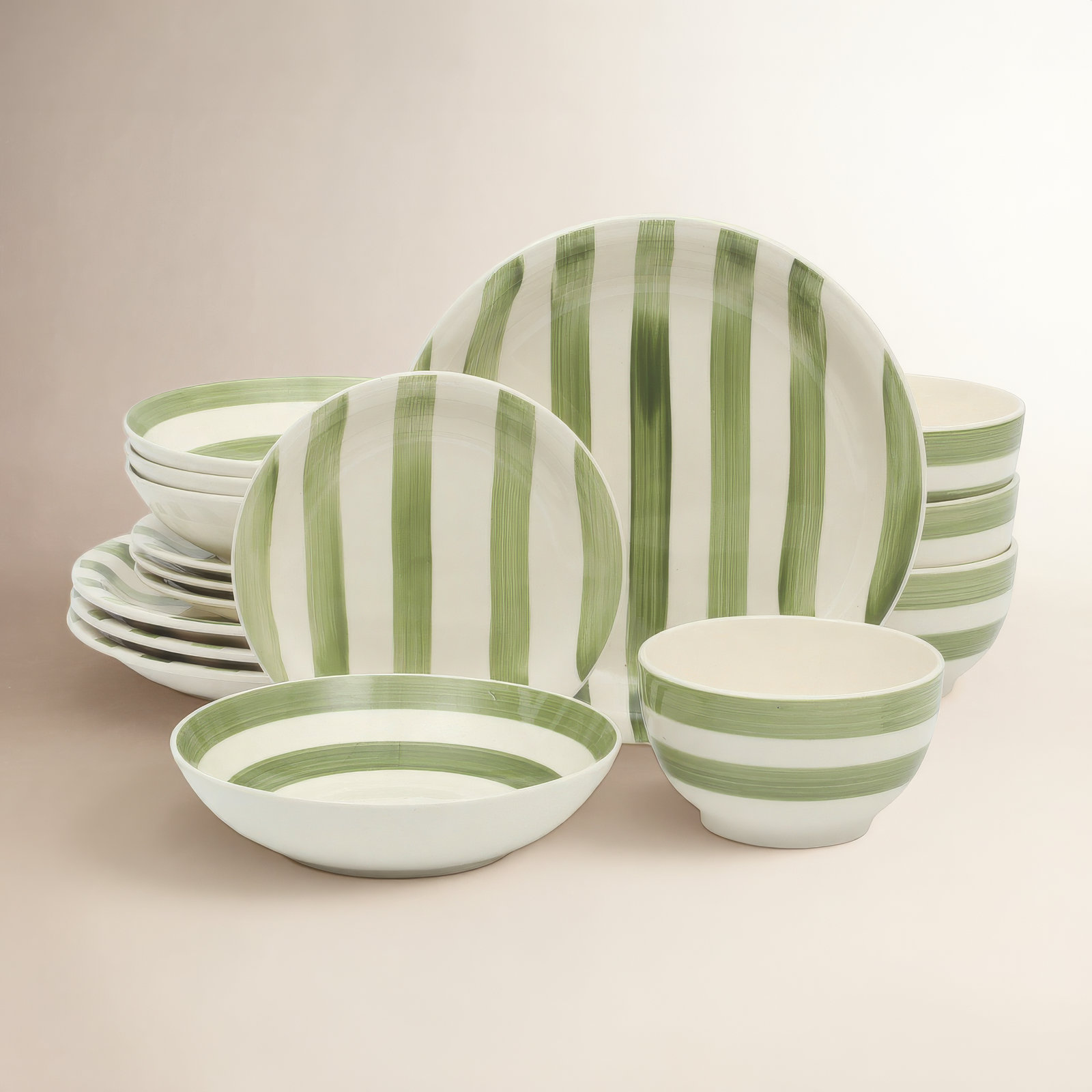 Kenwood Shores Stoneware Dinnerware Set - Service for 4, Green
